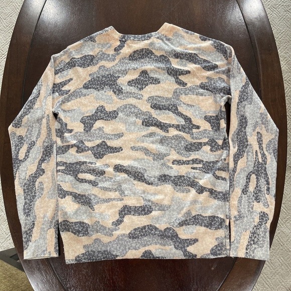 EQUIPMENT Sloan Camo Sweater Women Medium Wool Cashmere Blend Neutrals Crew - Picture 8 of 8